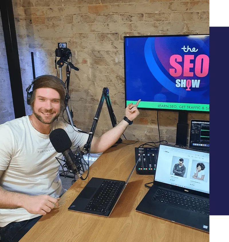 Arthur recording The SEO Show