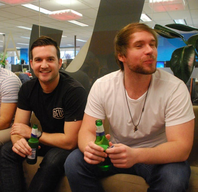 Arthur at the office with the team